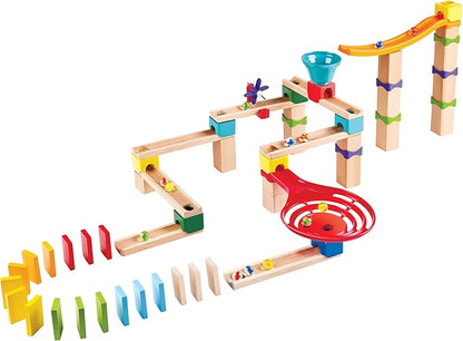 Hape Marble Run Race Track | Wooden DIY Marble Run Set with Dominoes, STEAM Educational Learning Toy, 81 Pieces, for Kids 3 Years+