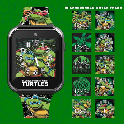 Accutime Teenage Mutant Ninja Turtles Kids Smart Watch with Touchscreen, 10 Customizable Faces, Camera, Step Counter, Calculator, Timer, and Alarm – Fun Interactive Learning for Boys and Girls
