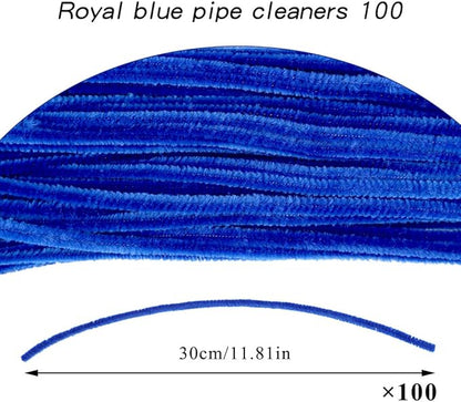 100 Pieces Pipe Cleaners Chenille Stem, Blue Pipe Cleaners Set for DIY Arts Crafts Decorations, Chenille Stems (Blue)