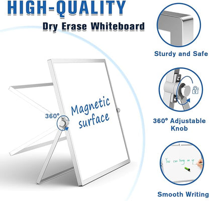 Grtard Magnetic Dry Erase Board with Stand, 18''x14'' Double-Sided White Board for Kids, Desktop Whiteboard with Stand, Large White Board, Desk Whiteboard Portable, Dry Erase Board for Kids, Memo