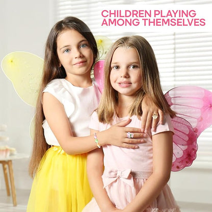 Little Girl Jewel Rings, Adjustable Pink Rings Girls Kids Pretend Play and Dress up Jewelry Set, Cute Rings with Display Case Party Favors Toys Gifts