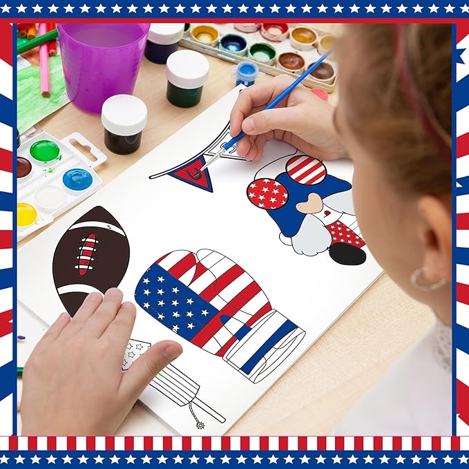 Fulmoon 48 Pcs 4th of July Coloring Books School Activity Supplies Art Creativity Assorted Independence Day Memorial Day Party Favors, DIY Patriotic Color Booklets Gifts for Boys and Girls
