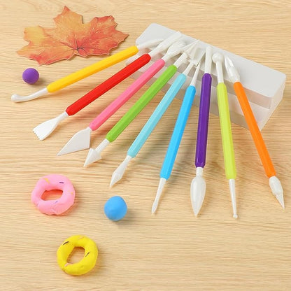 LINPHCEY 9PCS Clay Sculpting Tools Kit - Easy to Use Double-Ended Polymer & Pottery Carving Set with Comfortable Grip Tools for Clay Sculpey & Modeling Clay Ideal for Kids and Adults