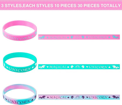 BBTO 30 Pieces Magical Unicorn Silicone Wristbands Unicorn Parties Bracelets Vibrant Unicorn Wristbands for Magic Unicorn Themed Parties