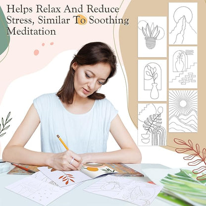 Coloring Book for Adult Coloring Book Bulk, DIY Art Coloring Book for Adult Drawing Book with Flower Words for Party Favors Goodie Bag Filler(24 Pcs,Minimalist)