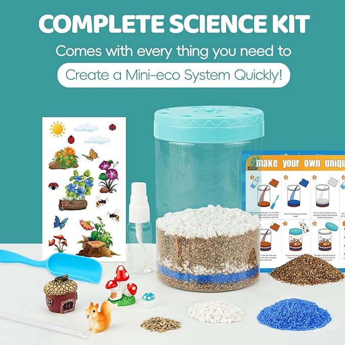 Light Up Terrarium Kit for Kids,Squirrel Gardening Kit for Boys and Girls,Creative Educational Gardening Toy,Arts and Crafts Activity Kits,Birthday Gifts for Ages 4 5 6 7 8-12