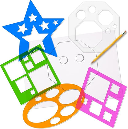 Karty Shape Stencil Set for Kids - 10 Piece Set - Colorful Drawing Template Kit - Fun Arts and Crafts Supplies, Gift Idea for Boys and Girls, Learning Tool for Toddlers and Preschooler