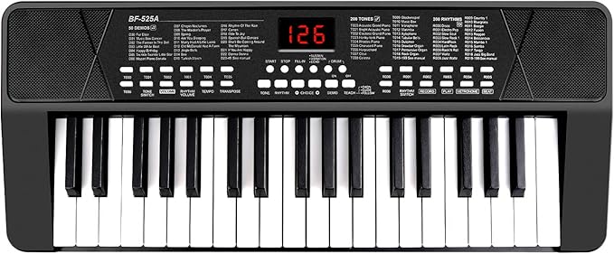 Piano Keyboard for Beginners, 37 Keys Kids PIano, Built-in 1200mA Rechargeable Battery Electronic Piano Keyboards Portable Music Keyboard Pianos with Mic LED Screen Teaching Gift for Beginner, Black