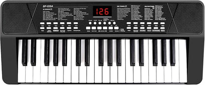 Piano Keyboard for Beginners, 37 Keys Kids PIano, Built-in 1200mA Rechargeable Battery Electronic Piano Keyboards Portable Music Keyboard Pianos with Mic LED Screen Teaching Gift for Beginner, Black