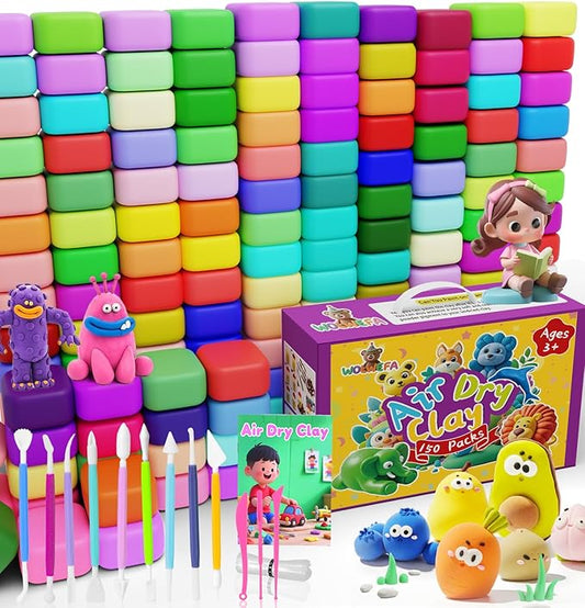 Air Dry Clay for Kids 150 Packs Air Foam Clay, Magic Clay, Non-Sticky Soft and Super Light Molding Clay with Sculpting Tools, Guide, Arts and Crafts Gift for Boys Girls Kids 3 Age+