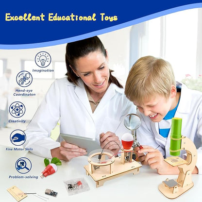 6-in-1 STEM Science Kits for Kids, STEM Kits for Kids Ages 8-10, STEM Engineering Toys for Boys and Girls, Wooden Building Crafts Kits Science Experiment Projects for Kids Birthday Gifts for Age 8-12