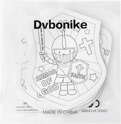 Dvbonike 24Pcs Sunday School Crafts for Kids Color Your Own Armor of God Craft Kit Religious Christian Coloring Card Soldier with Shield and Sword Drawing Party Gifts VBS Home Classroom Decor Supplies