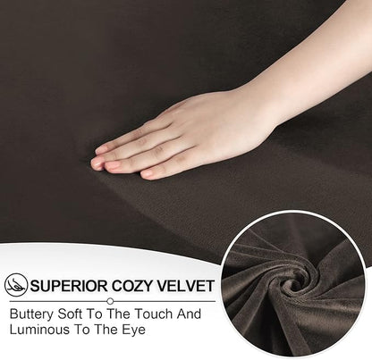 FestiCorp Recliner Chair Covers Real Velvet 4-Pieces Recliner Covers for Small Lazy Boy Recliner Chair Stretch Recliner Sofa Slipcovers Furniture Protector with Side Pocket & Elastic Bottom, Brown