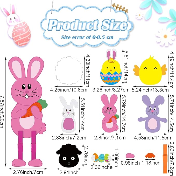 30 Sets Easter Crafts for Kids DIY Easter Bunny Clothespin Craft Eggs Chick Sheep DIY Kits Funny Easter Activities for Kids Home Classroom Easter Spring Party Favor