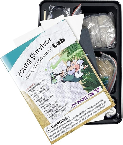 The Purple Cow - Young Survivor, Science Kits for Kids from The Famous Crazy Scientist Lab - Survival Skill Box. Kids Science Kits. STEM Educational Games for Kids, Young Survivor Skills, 191
