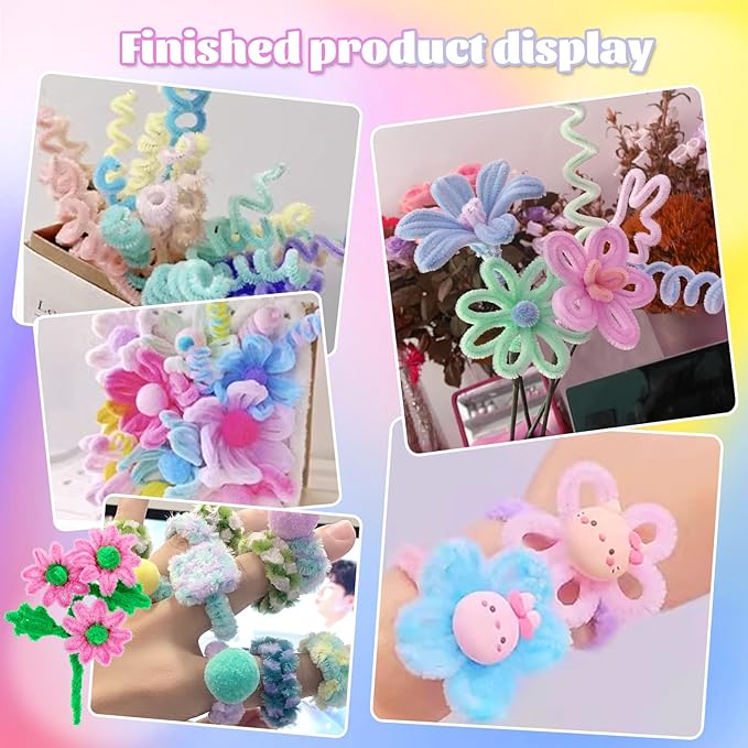 LOKUNN Pipe Cleaners, 200 Pcs Yellow Pipe Cleaners Craft Set, Solid Color Chenille Stems, DIY Arts and Crafts with Adhesive Eyes and Storage Box, Christmas Mother's Day Decoration Art Supplies