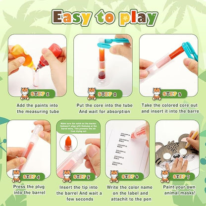 Educational Science Kits STEM Toys for Kids Age 7-12 Color Science Activity DIY Craft for Kids Boys Girls Ages 5,6,7,8,9,10 Years Animal Mask Painting Kit Color Mixing Gift for Christmas (Green)