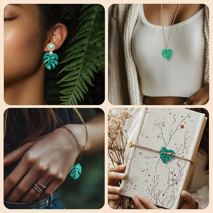 ORIGACH 14 Pcs Monstera Leaves Clay Cutters, Leaves Shape Tropical Plants Themed Polymer Clay Cutters for Earring Jewelry Making