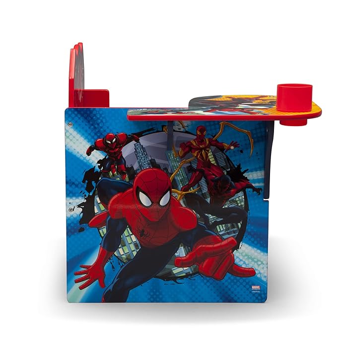 Delta Children Chair Desk With Storage Bin - Greenguard Gold Certified, Spider-Man, Arm Rest, Cushion Availability, Engineered Wood