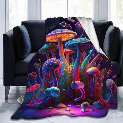 Mushroom Throw Blanket Colorful Mushroom Plush Fleece Soft Cozy Mushroom Gifts Blanket for Kids Girls Adults Couch Bed Chair Office Dorm Decor 40''X50''