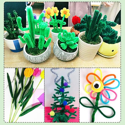 100 Pieces Pipe Cleaners Chenille Stem, Solid Color Pipe Cleaners Set for Pipe Cleaners DIY Arts Crafts Decorations, Chenille Stems Pipe Cleaners (Green)