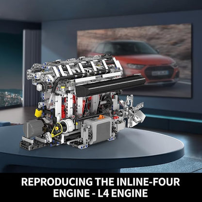 Mould King L4 Engine Building Blocks Sets, MOC Inline-Four Engine Scale Model Kit with Battery and Motor, Collectible Set for Adults, Construction Toys for Kids Children Boys Girl(1787 PCS
