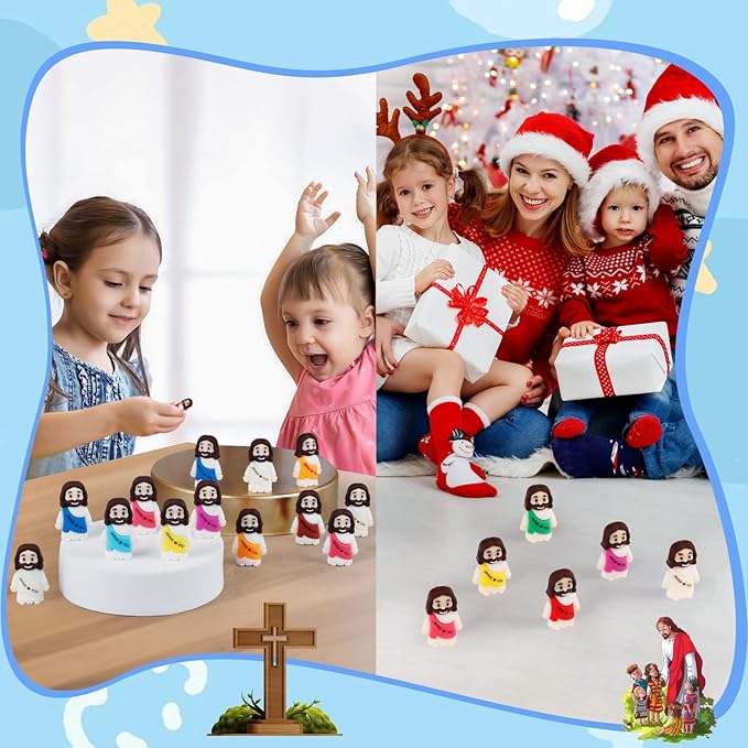 40PCS Little Jesus Figures, 10 Color Tiny Jesus Figurines in Bulk, Mini Jesus Figure Religious Gifts, Christian Mothers Day Teacher Appreciation Gifts for Kids Women Mom (40PCS)