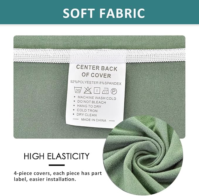 NILUOH Stretch Recliner Cover 4 Pieces Electric Power Lift Recliner Chair Cover Reclining Couch Cover Anti-Slip Fitted Furniture Protector with Side Pocket