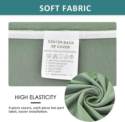 NILUOH Stretch Recliner Cover 4 Pieces Electric Power Lift Recliner Chair Cover Reclining Couch Cover Anti-Slip Fitted Furniture Protector with Side Pocket