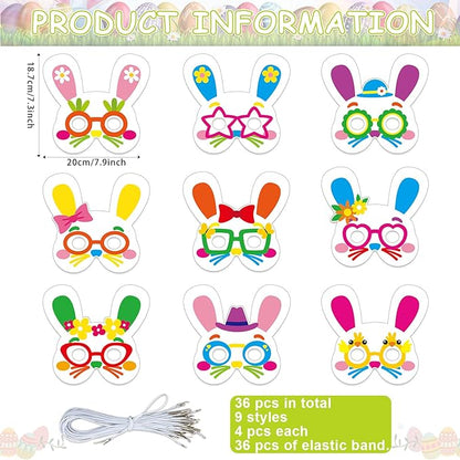 36 Set Easter Mask Crafts Bunny Coloring Masks Easter Activities DIY Arts and Crafts Spring Bunny Games Blank Masquerade Mask Animal Paper Rabbit Mask For Birthday Party School Classroom Home Favor
