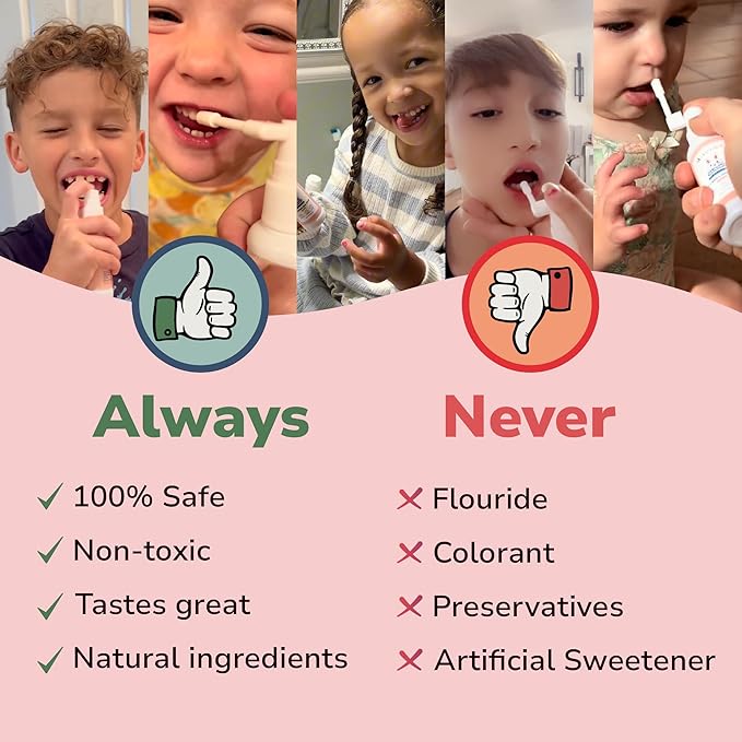 Abera Anti-Caries Kids Oral Spray, Kids Toothpaste Helper for Cavity Repair & Fresh Breath, Use for Newborn to Preschooler, Fluoride Free Toddler Toothpaste Helper, Strawberry Flavor 1.35 fl Oz