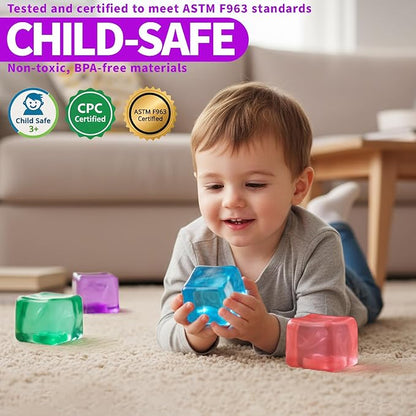 Premium MEGA Cube – Extra Large Ultra-Firm Gel Squishy Fidget Toy | Stress Balls for Adults with Non-Sticky, Odor-Free Shell & Reinforced Dual Leak-Proof Seals for Heavy-Duty Use | Purple