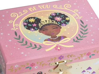 Jewelkeeper Jewelry Box for Girls - 2-Drawer Music Box with Little Queen Ballerina Dancing to Swan Lake, Cute Pink Design, Keepsake Storage for Treasured Accessories - 6.75 x 5.25 x 6 inches
