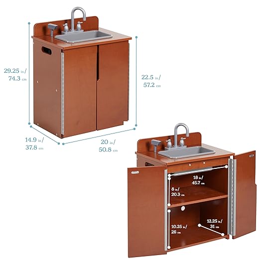 ECR4Kids Play Kitchen Sink, Wooden Playset, Dark Walnut