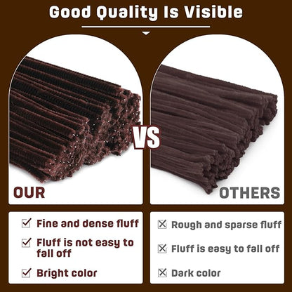 180 Pieces Pipe Cleaners Chenille Stem, Brown Pipe Cleaner, Craft Pipes Cleaners, 11.8inch Christmas Pipes Cleaner Chenille Stems for DIY Art Crafts Decorations Supplies (Dark Brown)