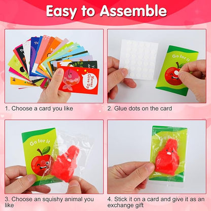Squishy Toys, 28 Pack Kawaii Squishies and Cards, Gifts for Goodie Bag Stuffers, Party Favors for Kids 4-8 8-12, Treasure Box Classroom Prizes Mochi Squishy Cat Fidget Toys
