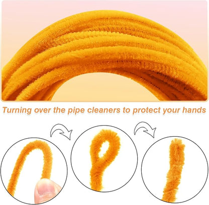 TOAOB 100pcs Pipe Cleaners Crafts Supplies Golden Yellow Pipe Cleaners Chenille Stems 6mm x 12 Inch Fuzzy Pipe Cleaners for DIY Art Crafts Decorations
