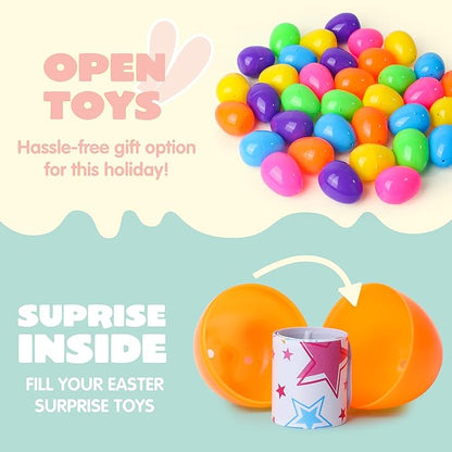 JOYIN 200Pcs Prefilled Easter Eggs with Assorted Toys Plus Stickers Inside, Easter Eggs Filled for Kids, Basket Stuffers, Egg Hunt, Party Favors, Classroom Prize Supplies