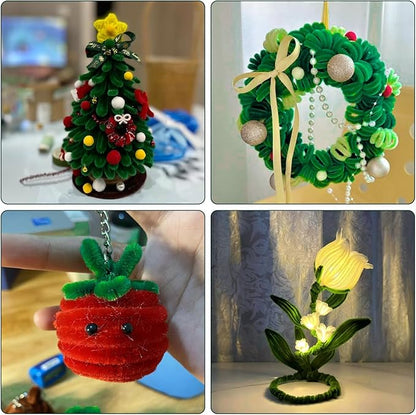 Caydo 200 Pieces Christmas Dark Green Pipe Cleaners Craft Flexible Chenille Stems for Kids Art Craft Projects and Decoration, 12 Inch x 6 mm