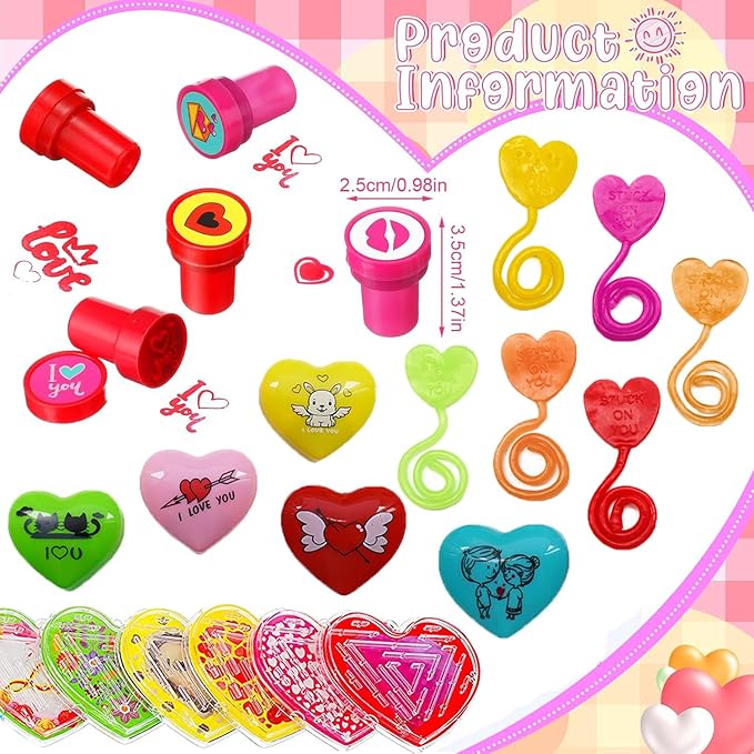 108 PCS Valentines Day Party Favors for Kids Boy Girl, Treasure Box Toys, Pinata Filler Goodie Bag Stuffers, School Classroom Rewards, Treasure Chest Prizes, Classroom Exchange Gifts Prizes