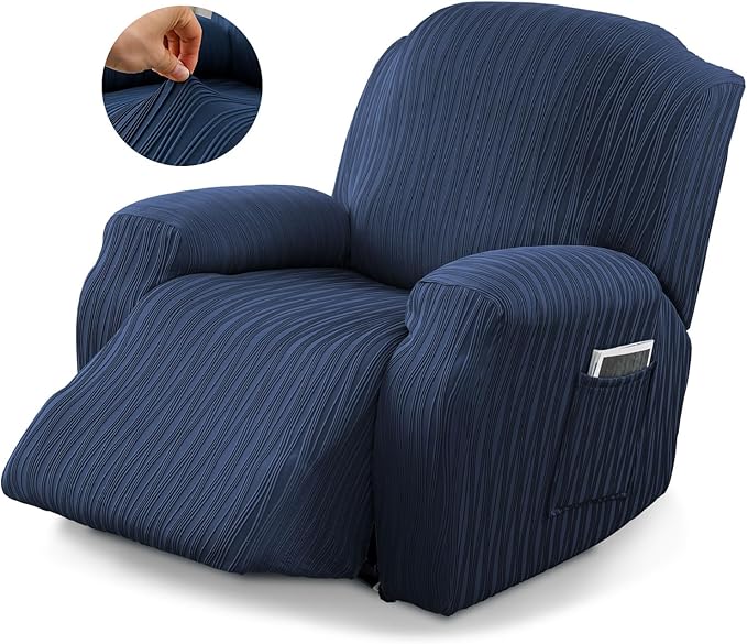 Recliner Cover Stretch Soft Couch Cover for Dogs, Sofa Slipcover for Recliner Couch Leakproof Furniture Protector for Kids, Pets (Navy)