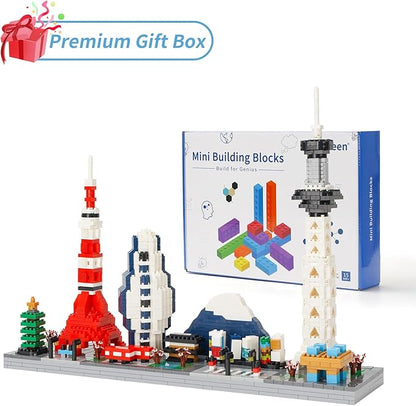 Building Block Set, Architecture Model Tokyo Skyline Collection 1880PCS Micro Building Blocks Gift for Adults