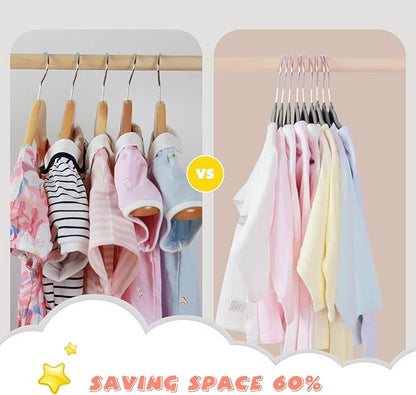 Velvet Baby Hangers 50 Pack, 11 Inch Kids Non Slip Hangers, Premium Childrens Hangers for Clothes, Space-Saving Nursery Hangers, Perfect Infant/Toddler Clothes Hangers for Daily Use(Grey)