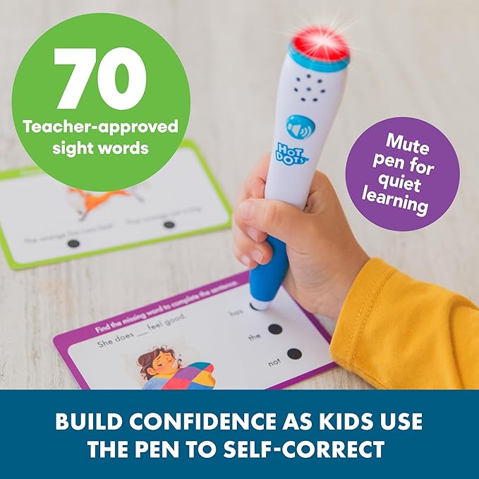 Educational Insights Hot Dots® Sight Words Card Set - Learn to Read Activities for Kids, Includes 26 Double-Sided Cards, Reading Games, Reading Tools, Gift for Ages 4+