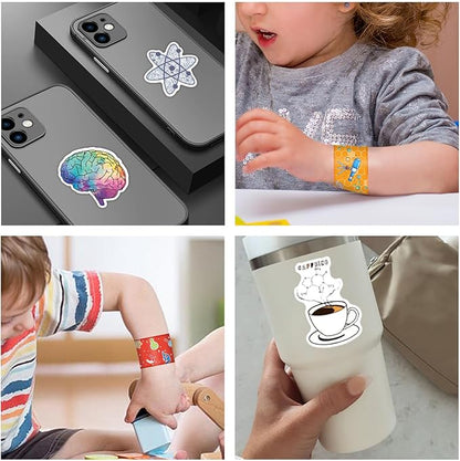 86PCS Science Party Favors Include 36PCS Science Slap Bracelets 50PCS Science Stickers Scientist Theme Stickers Snap Bracelet for Kids Science Birthday Party Supplies Decorations Classroom Rewards