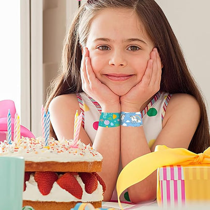 POPLAY 48PCS Slap Bracelets Bulk, Slap Wristbands Party Favors Mermaid Tie Dye Galaxy for Kids Birthday Gift Classroom Awards