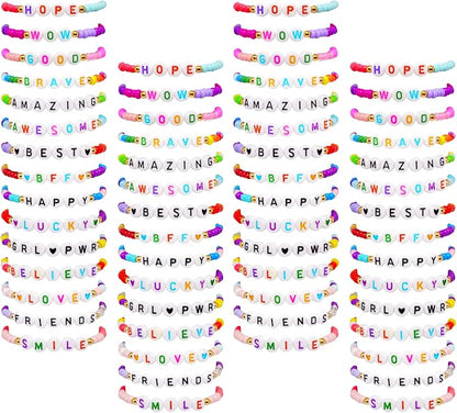 60 Pcs Colorful Friendship Bracelet Set for Girls Stretchy Bracelets for Kids and Women Beaded Friendship Bracelets for Teen Girls Party Favors