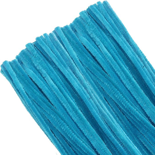 TOAOB 100pcs Pipe Cleaners Blue Pipe Cleaners Chenille Stems 6mm x 12 Inch Fuzzy Sticks Crafts Supplies for DIY Art Crafts Decorations