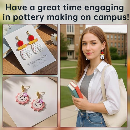 Teacher's Day & Graduation Season Polymer Clay Cutters Set - 8Pcs Sun Book Apple Pencil Bow Earring Molds for Jewelry Making, Perfect Gifts for Teachers & Students