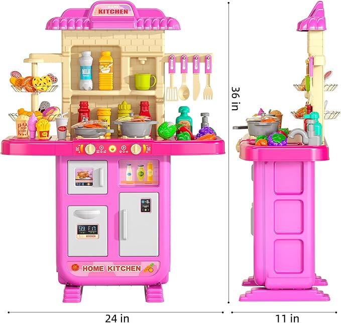 TEMI Pretend Food Kitchen Toys for Girls Age 3 4 5 6 7 8 - Toy Kitchen Accessories Food Toy for 3 4 5 6 Years Old Girls, Play Kitchen Accessories Cutting Food Toy, Pretend Play for Boys, Girls